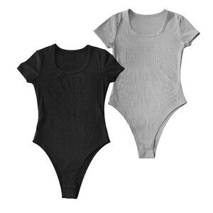 Bodysuits Leotards Lot of 2 Black and Gray, Sz S
